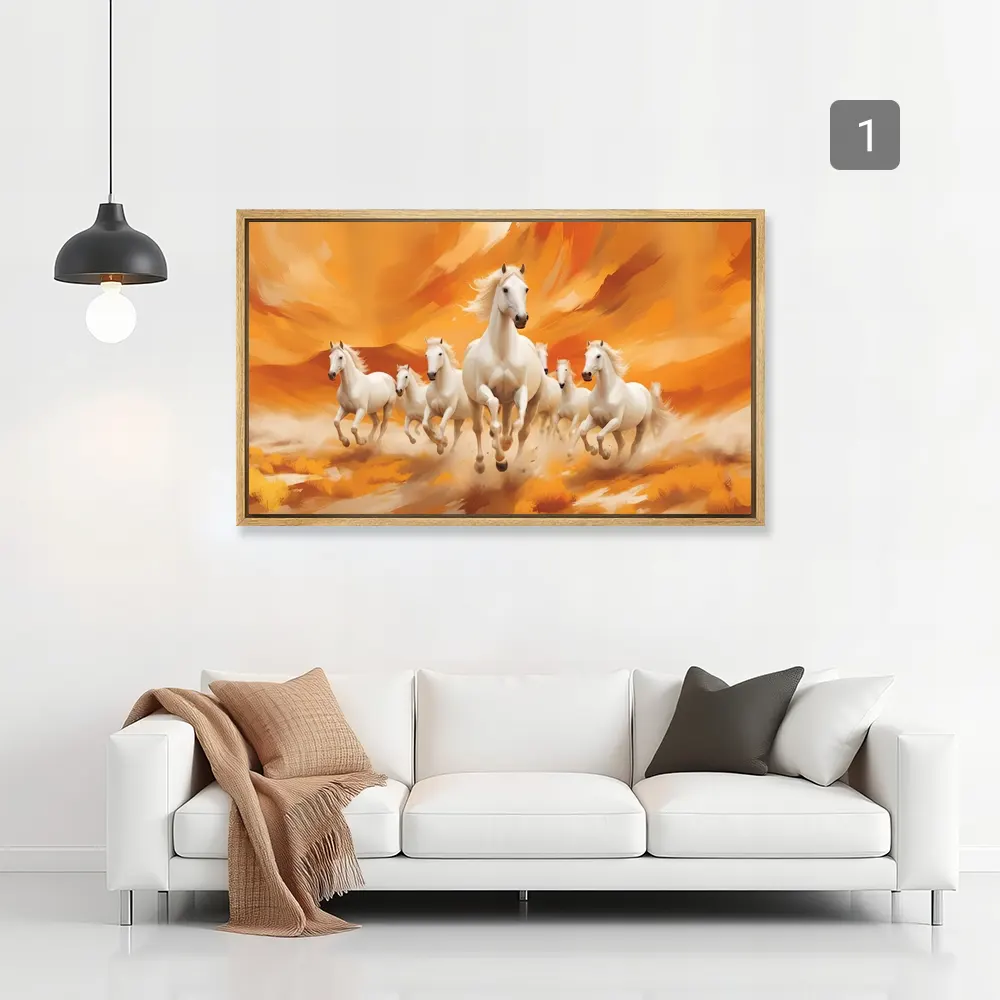 Seven Horse Horizontal Canvas Painting Seven Horse Horizontal Canvas Painting