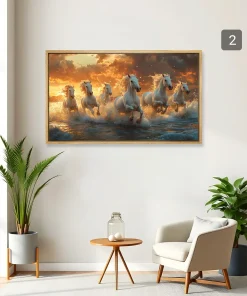 Seven Horse Horizontal Canvas Painting