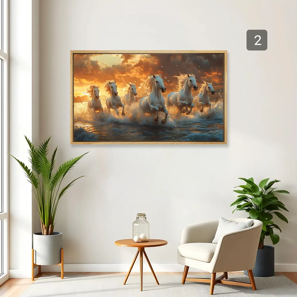 Seven Horse Horizontal Canvas Painting Seven Horse Horizontal Canvas Painting